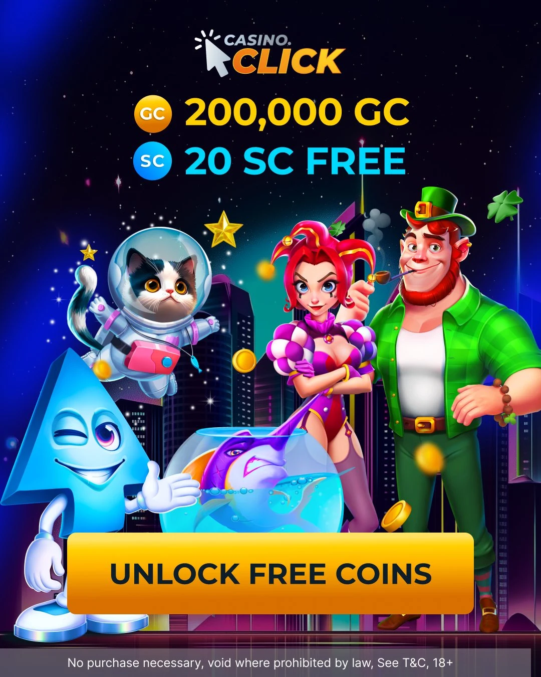 Casino Click Alabama promo banner — 200,000 GC and 20 SC first purchase offer for Alabama players